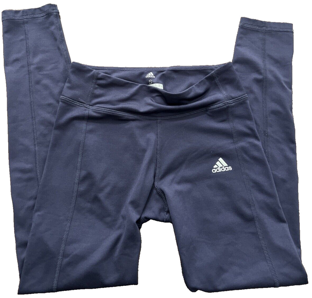 Women's Adidas ClimaWarm Leggings Small Blue Stretch Athletic Ankle Gym Pants